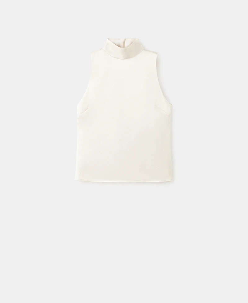 Mango Women's High Collar Satin Blouse