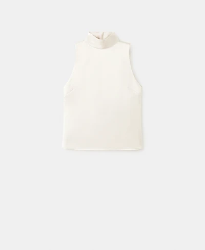 Mango Women's High Collar Satin Blouse