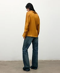 Mango Women's Cross-Over Satin Blouse