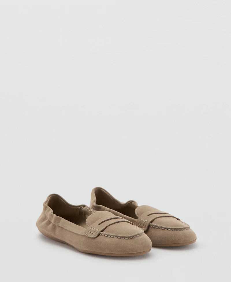 Mango Women's Suede Penny Loafers
