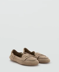 Mango Women's Suede Penny Loafers