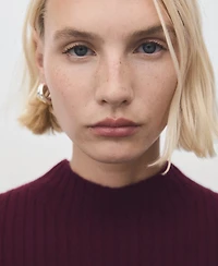 Mango Women's Perkins-Neck Ribbed Dress