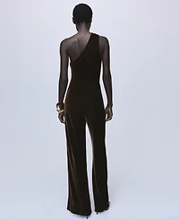 Mango Women's Metallic Detail Velvet Jumpsuit