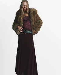 Mango Women's Godet Belt Skirt