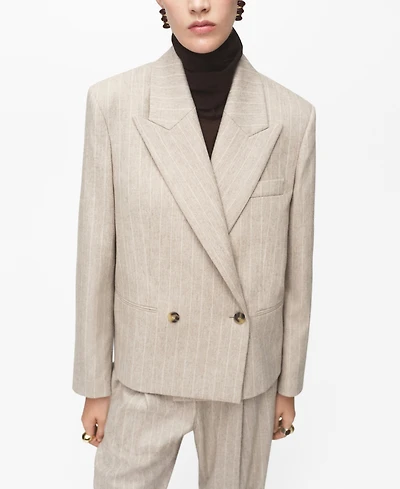 Mango Women's Pinstripe Wool Suit Blazer