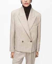 Mango Women's Pinstripe Wool Suit Blazer