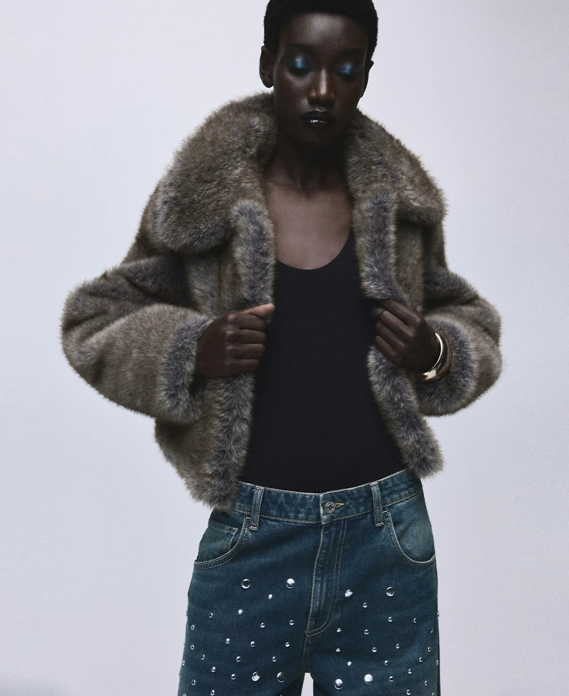 Mango Women's Straight-Fit Studded Jeans