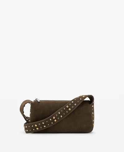 Mango Women's Suede Studs Crossbody Bag
