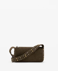 Mango Women's Suede Studs Crossbody Bag
