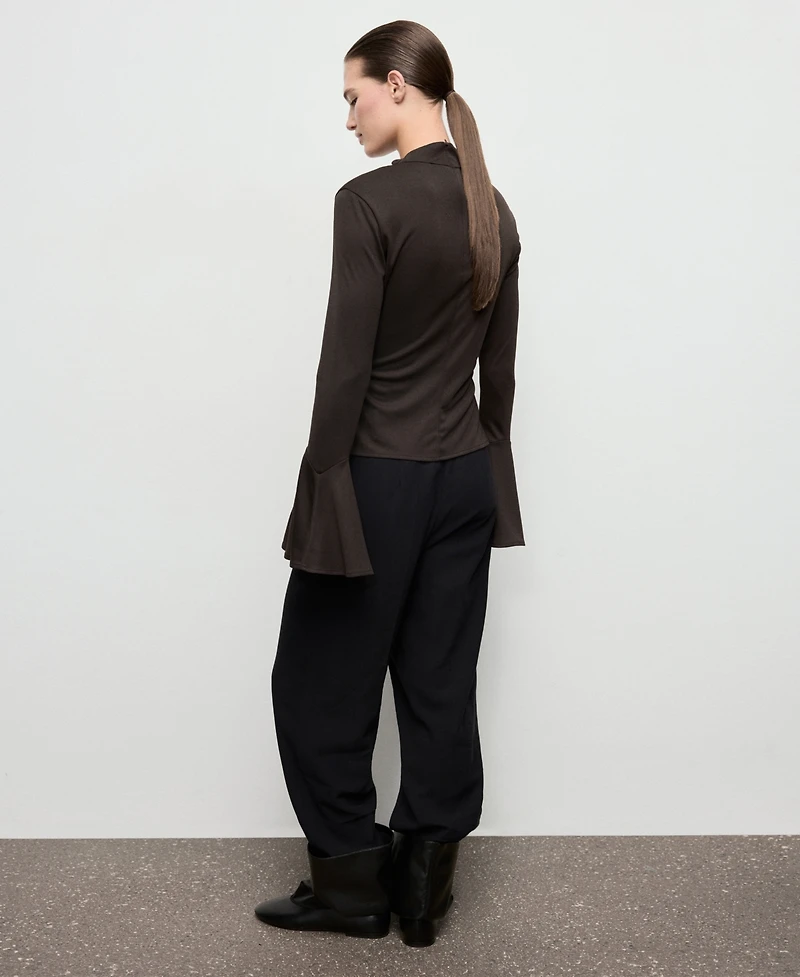 Mango Women's Flared Sleeves Fitted Top