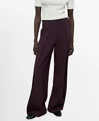 Mango Women's Pleated Wide Leg Trousers
