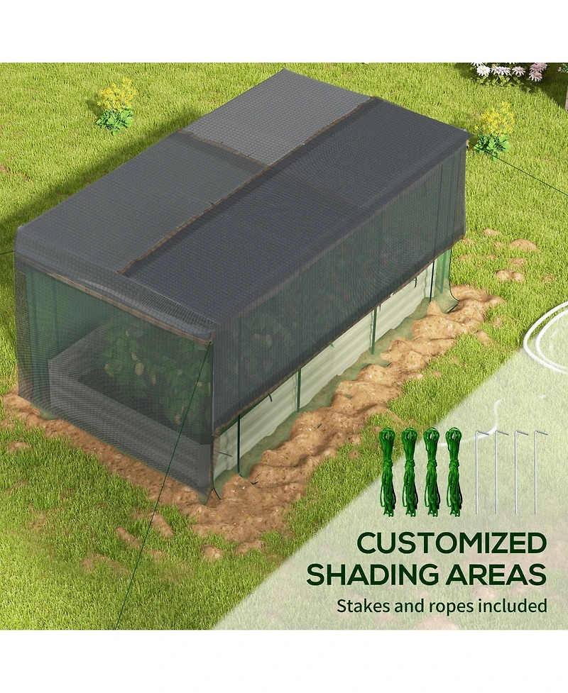 Outsunny Galvanized Raised Garden Bed with Crop Cage & Shade Cloth