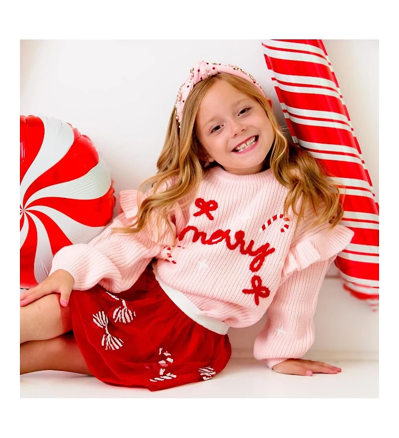 Sweet Wink Big Girls Coquette Merry Christmas Knit Sweater