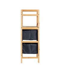 Household Essentials Bamboo Storage Shelf with Cotton Fabric Drawers