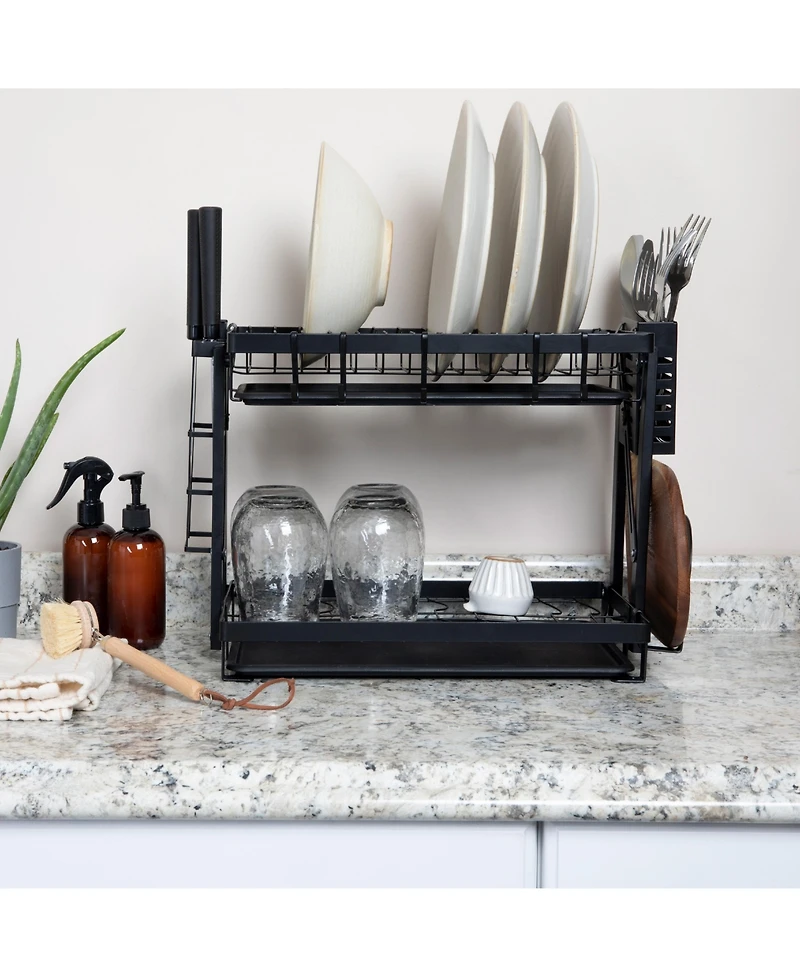 Household Essentials Metal 2-Tier Countertop Caddy, Black