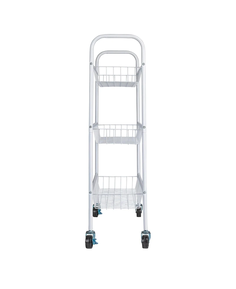 Household Essentials 3-Tier Slim Storage Cart, White