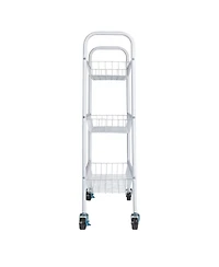 Household Essentials 3-Tier Slim Storage Cart, White