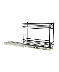 Household Essentials Glidez Multipurpose Steel Pull-Out Storage Organizer, 2-Tier Design, Black