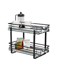 Household Essentials Glidez Multipurpose Steel Pull Out Storage Organizer 2 Tier Dual Slide Design Black