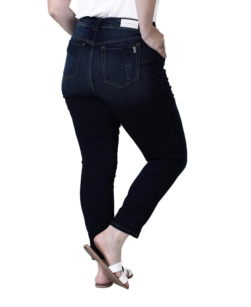 Slink Jeans Women's High-Rise Pintuck Ankle Skinny with 28" Inseam