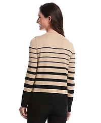 Rafaella Petite Striped Print Rivet Detail Long Sleeve Sweater