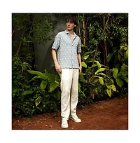 Campus Sutra Men's Baby Blue Floral-Tactile Oversized Shirt
