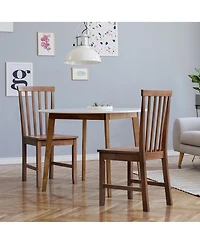Costway Dining Chair Kitchen Spindle Back Side Chair with Solid Wooden Leg