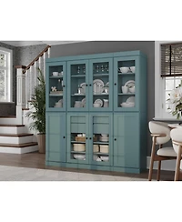 Palace Imports 100% Solid Wood 65" Pantry China Cabinet with Clear Glass, Shaker Doors, 2-Drawers & Adjustable Shelves