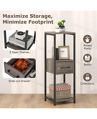 Sugift 3 Tier Tall Metal Plant Stand with Drawer for Balcony Office 12" x 12" x 36"