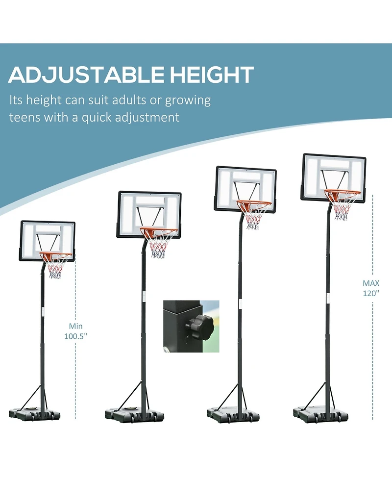Soozier Portable Basketball Hoop with Backboard, Wheels, 8-10 ft,