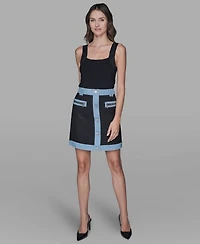 Karl Lagerfeld Paris Women's Tweed Denim Mini Skirt