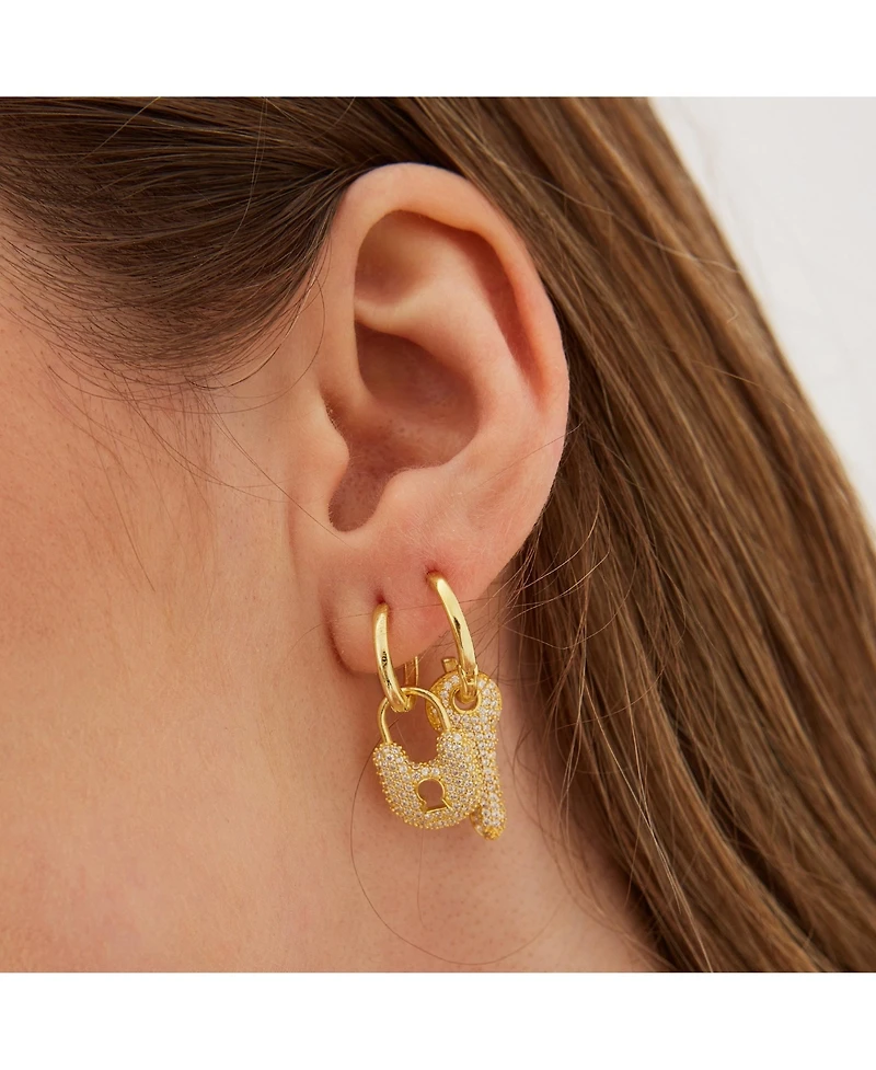 Spero London Key Gold Color Hoop Sterling Silver Earring