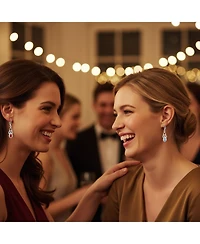 Bling Jewelry Set of 2 Love Knot Oval Bezel Set Natural Topaz & Red Glass Dangle Earrings