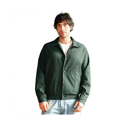 Campus Sutra Men's Emerald Green Crease-Tactile Bomber Jacket