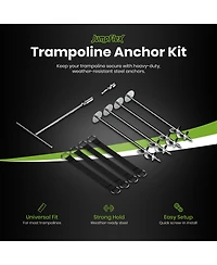 JumpFlex Trampoline Anchor Kit Pro, Heavy Duty Ground Anchoring Metal Stakes Set