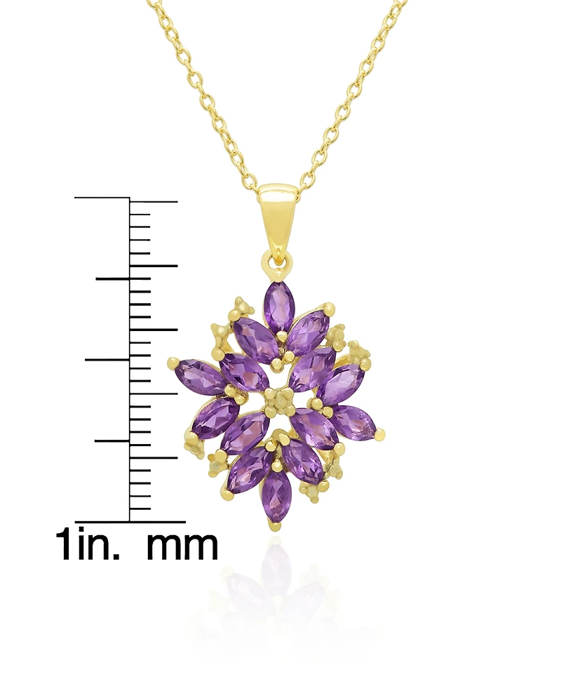 Macy's 2-Pc. Amethyst, White Topaz (3.54 ct. t.w.) & Diamond (0.005 ct. t.w.) Pendant Necklace & Earrings Set in Yellow Gold Plated Sterling Silver