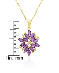 Macy's 2-Pc. Amethyst, White Topaz (3.54 ct. t.w.) & Diamond (0.005 ct. t.w.) Pendant Necklace & Earrings Set in Yellow Gold Plated Sterling Silver