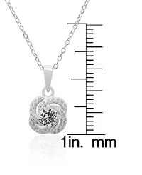 Macy's Lab Grown White Sapphire (2-3/4 ct. t.w.) Love Knot Pendant Necklace & Earrings in Sterling Silver, 2-Piece Set
