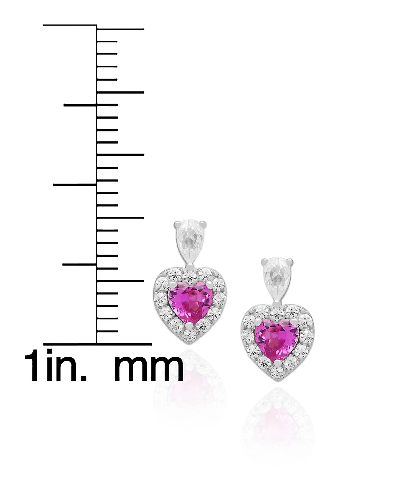 Macy's 2-Pc. Lab-Grown Pink (3.1 ct. t.w.) & White Sapphire (0.40 ct. t.w.) Pendant Necklace & Earrings Set in Sterling Silver