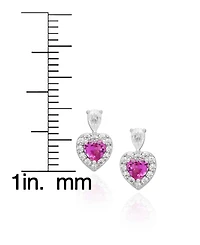 Macy's 2-Pc. Lab-Grown Pink (3.1 ct. t.w.) & White Sapphire (0.40 ct. t.w.) Pendant Necklace & Earrings Set in Sterling Silver