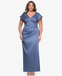 Betsy & Adam Plus V-Neck Long Dress