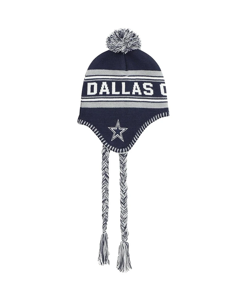 Youth Navy Dallas Cowboys Jacquard Tassel Knit Hat with Pom