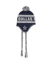 Youth Navy Dallas Cowboys Jacquard Tassel Knit Hat with Pom