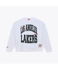 Women's White Los Angeles Lakers Lightweight Block Letter Sweatshirt
