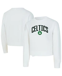 Concepts Sport Women's White Boston Celtics Laney Chenille Cropped Long Sleeve T-Shirt
