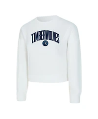 Concepts Sport Women's White Minnesota Timberwolves Laney Chenille Cropped Long Sleeve T-Shirt