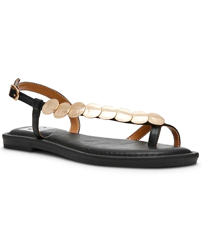 Dv Dolce Vita Women's Jetsy Embellished Jewelry Thong Asymmetrical Flat Sandals