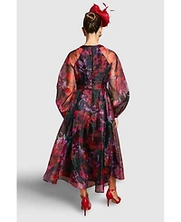 Coast Women's Organza Puff Sleeve Midi Dress