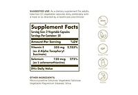 Solgar Dry Vitamin E with Yeast-Free Selenium Vegetable Capsules ,100 V Caps