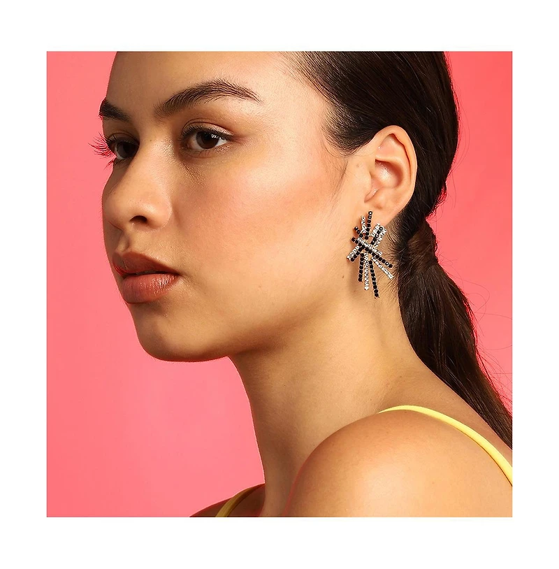 Sohi Contrast Lines Drop Earrings